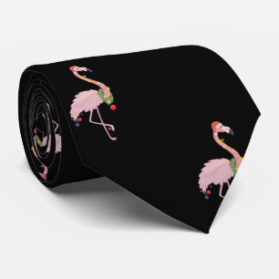 Cravate Flamant Rose Adorable Avec Chapeau De Père Noël ,N