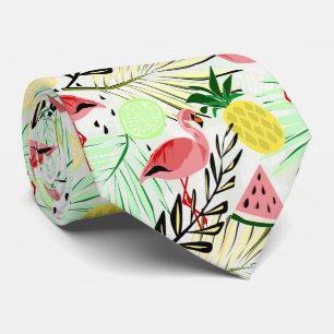 Cravate Flamant rose rose, fruit