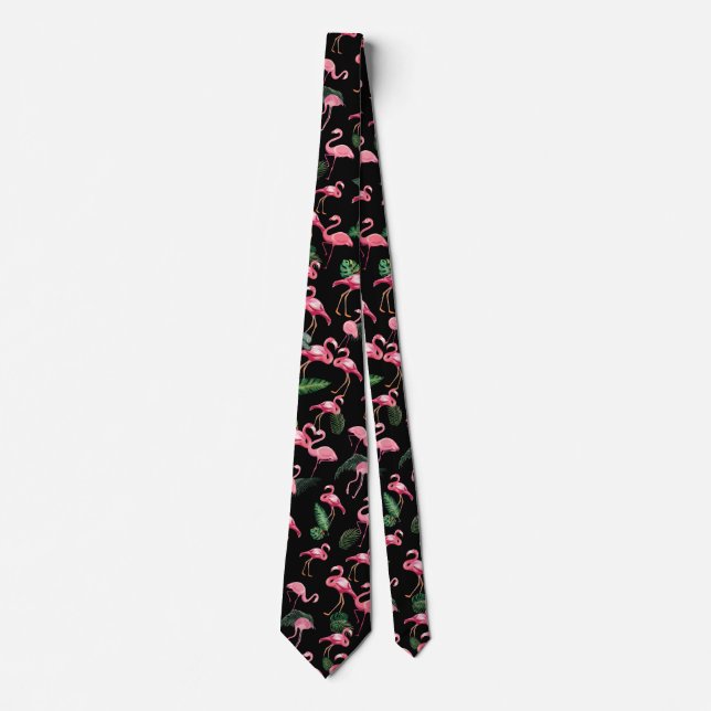 Cravate Flamants roses Love Motif 4 (Devant)