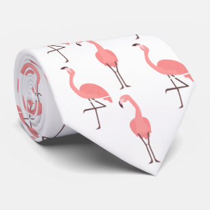 Cravate Flamants roses Roses Sur Blanc