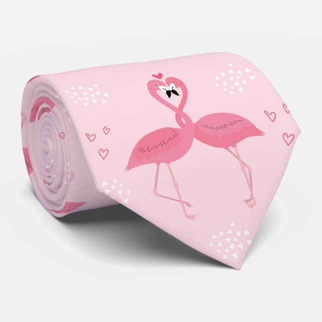Cravate Flamants roses Valentine (Roulé)