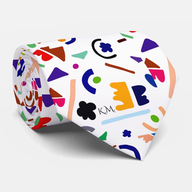 Cravate Flamboyant Moderne Jouer Géométrique Chic Monogram (Roulé)