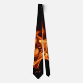 Cravate Flammes éclatantes avec initiales Noir (Devant)