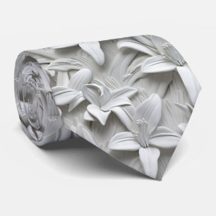 Cravate Fleur blanche Motif sans couture