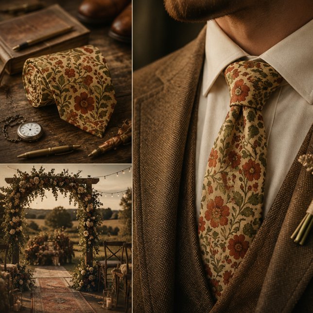 Cravate Fleur botanique vintage (Créateur téléchargé)