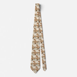 Cravate Fleur d'antiquité chinoise & Oiseau, Jardin Vintag