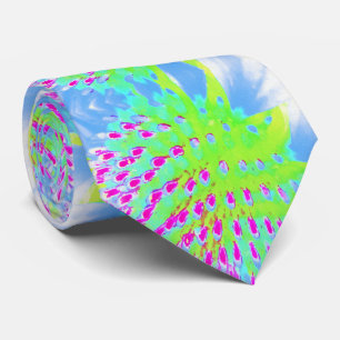 Cravate Fleur de cône Abstrait verte et violette de chaux