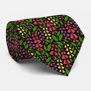 Cravate Fleur de jardin de digitale stylisée colorée