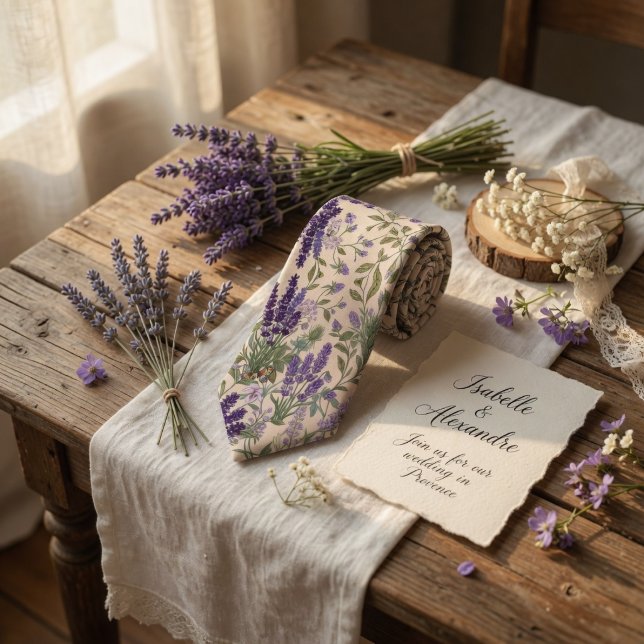 Cravate Fleur de Lavande Élégante (Créateur téléchargé)
