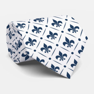 Cravate Fleur De Lis bleu foncé motif sur arrière - plan b