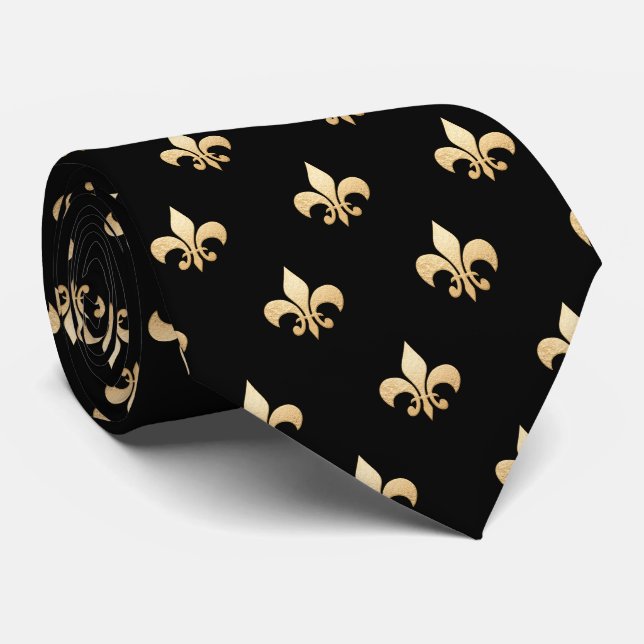 Cravate Fleur de lis/cravate noire (Roulé)