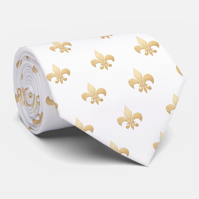 Cravate Fleur de lis en moka sur un Tie Zazzle (Roulé)