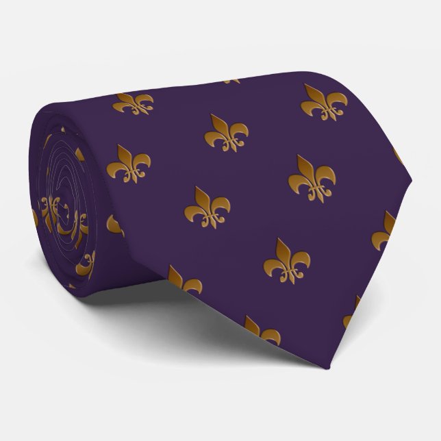 Cravate Fleur de lis en prune Zazzle Tie (Roulé)