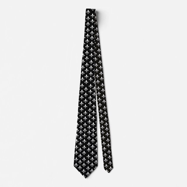 Cravate Fleur de Lis Motif noir et blanc (Devant)