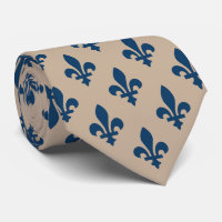 Fleur de Lis Motif, Royal French Blue sur Crème