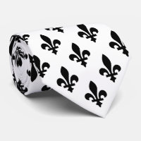 Fleur de Lis Motif, Royal French, Noir sur Blanc