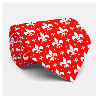 Cravate Fleur de lis rouge Motif