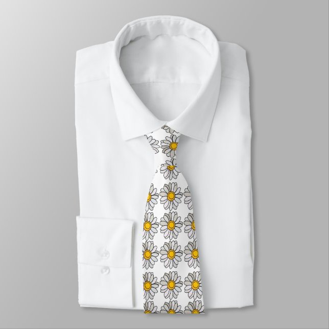 Cravate Fleur de marguerite florale Daisy  (Attaché)