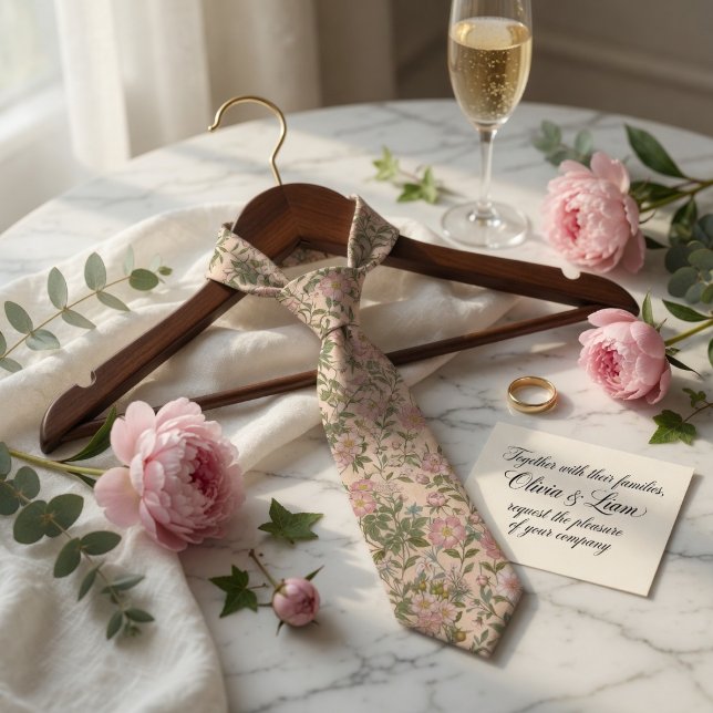 Cravate Fleur de Pivoine Rose Élégante (Créateur téléchargé)