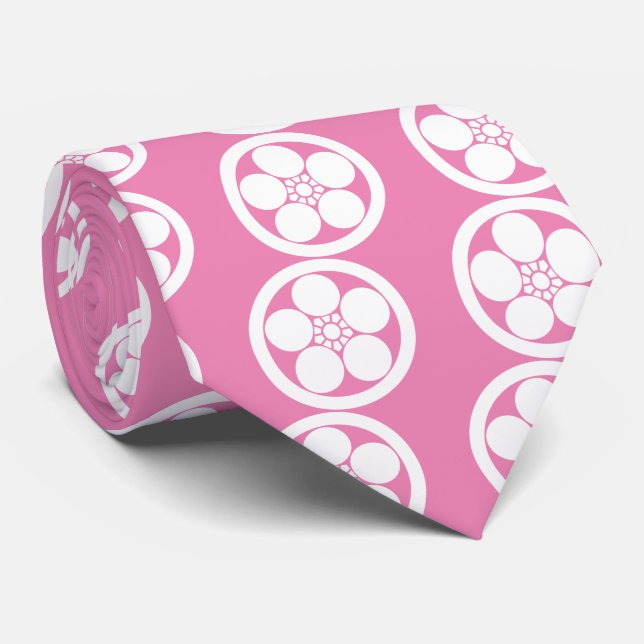 Cravate Fleur de prune de style Umebachi en cercle (Roulé)