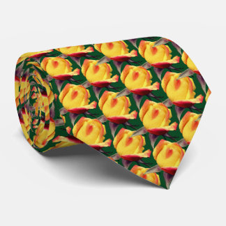 Cravate Fleur de rose jaune Motif naturel