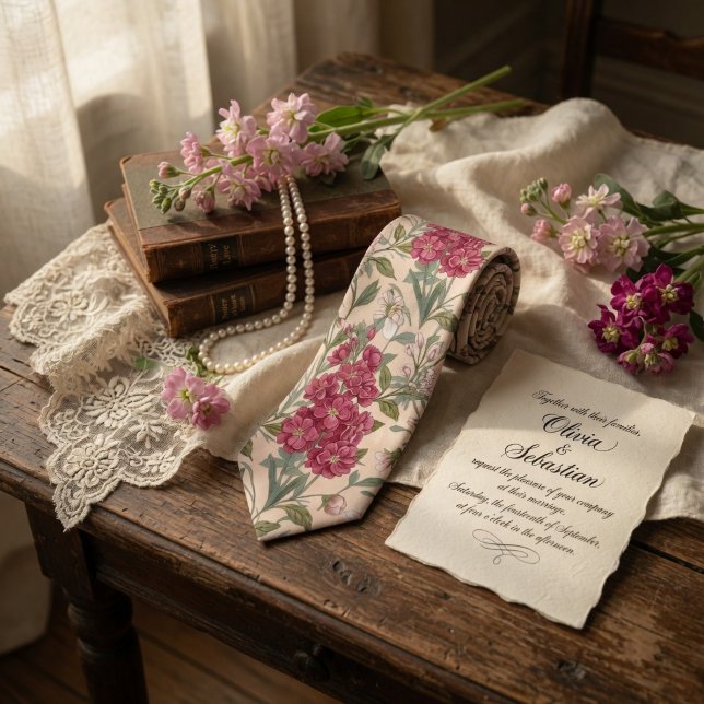 Cravate Fleur de Stock Rose Élégante (Créateur téléchargé)