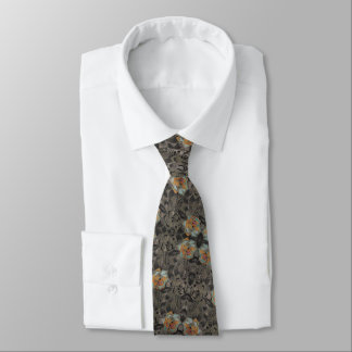 Cravate Fleur de style ancien gris français noir