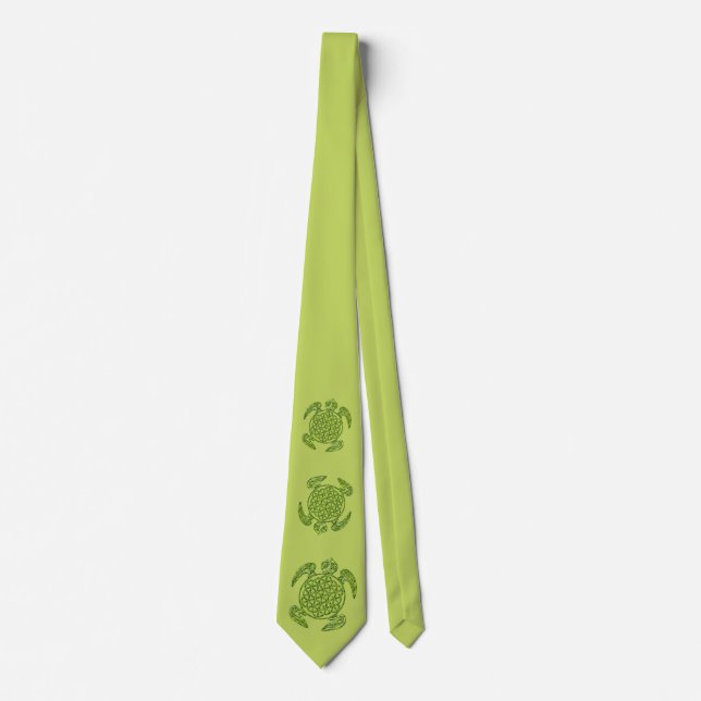 Cravate Fleur de vie / Blume des Lebens - vert tortue (Devant)