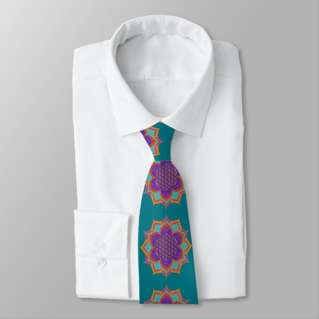 Cravate Fleur de vie - LOTUS ornements or I (Attaché)
