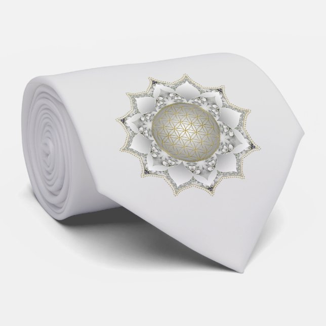 Cravate Fleur de Vie - Mandala Fleurs 1 (Roulé)