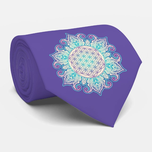 Cravate Fleur de Vie - Mandala Indien 2 (Roulé)