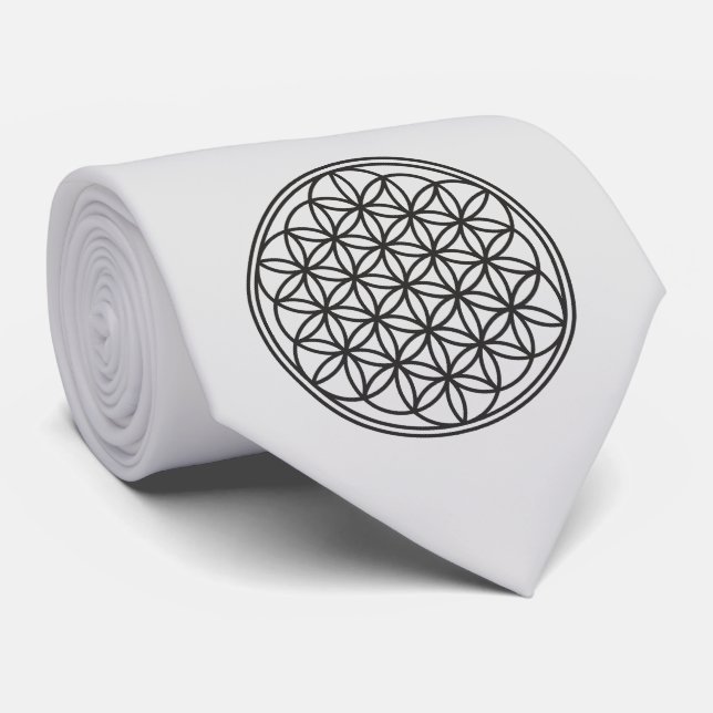Cravate FLEUR DE VIE - Symbole de géométrie sacrée contour (Roulé)