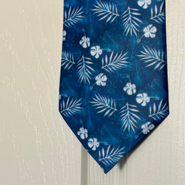 Cravate Fleur d'Hibiscus d'Hawaï Feuille de Palmier Tropic (Tropical Palm Leaf Hibiscus Men's Necktie is beautiful, looks amazing!)