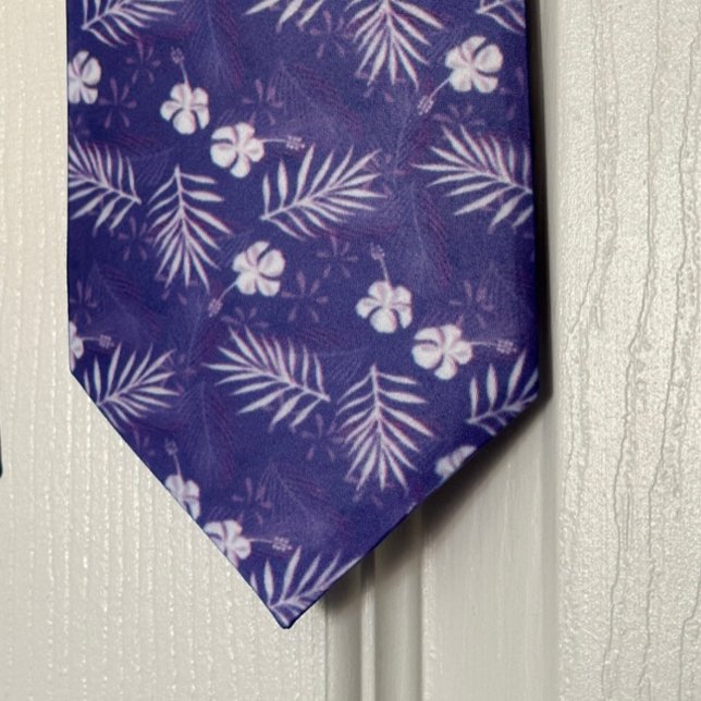 Cravate Fleur d'Hibiscus Hawaïen Feuille de Palmier Tropic (Tropical Palm Leaf Hibiscus Men's Necktie is just as pictured in online photo, beautiful)