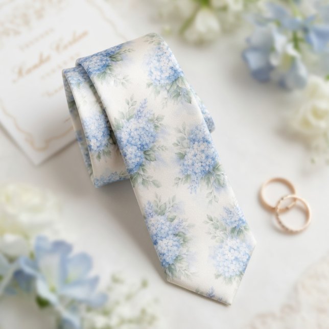 Cravate Fleur d'hydrangea bleu clair délicate à l'aquarell (Créateur téléchargé)