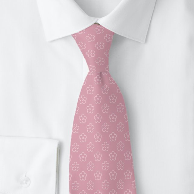 Cravate Fleur Gribouillée Rose Poussiéreuse (Créateur téléchargé)