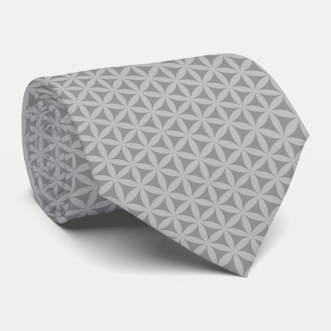 Cravate Fleur gris moyen Motif de vie (Roulé)