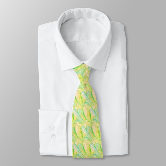 Cravate Fleur Impressionniste Chartreuse Minimaliste (Attaché)