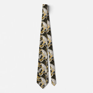Cravate Fleur Japonaise Or Noir