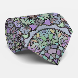 Cravate Fleur mosaïque vintage violette pensée florale élé