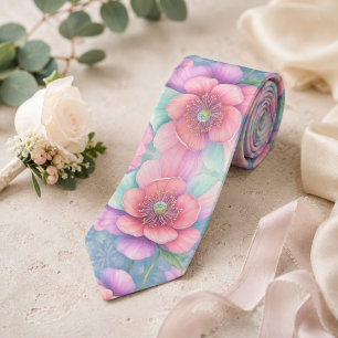 Cravate Fleur Pastel