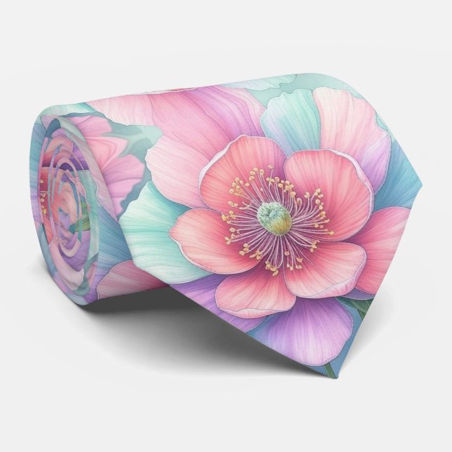 Cravate Fleur Pastel (Roulé)