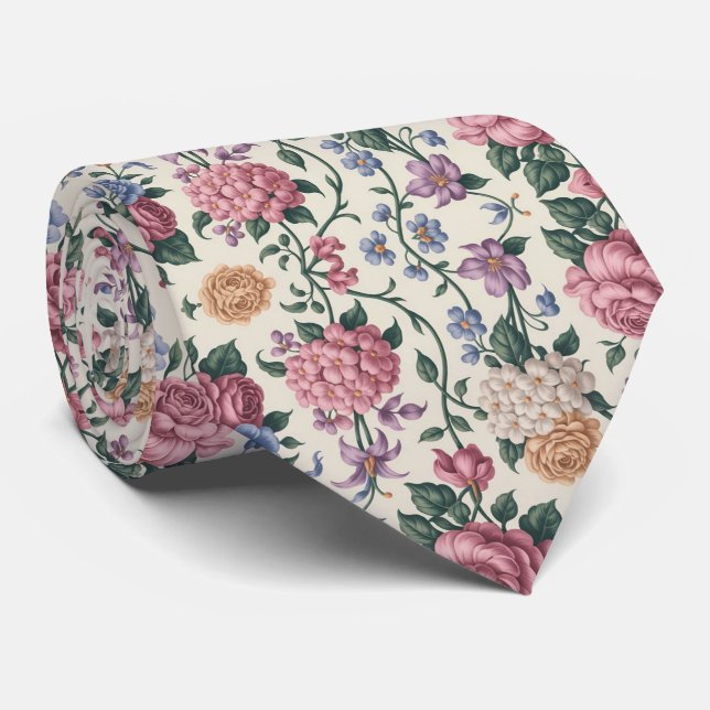 Cravate Fleur pastel de pivoine (Roulé)