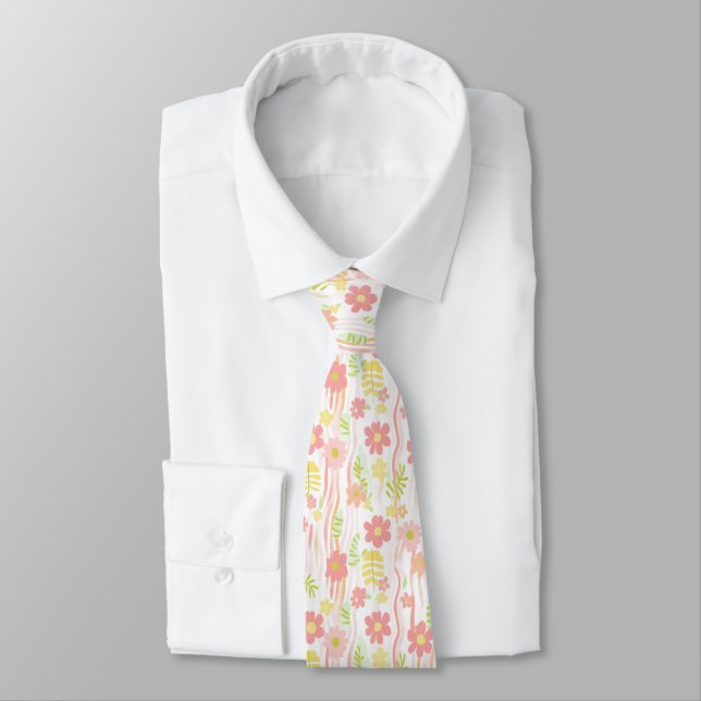 Cravate Fleur pastel rétro (3) (Attaché)