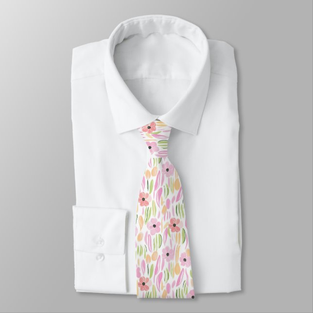 Cravate Fleur pastel rétro (5) (Attaché)