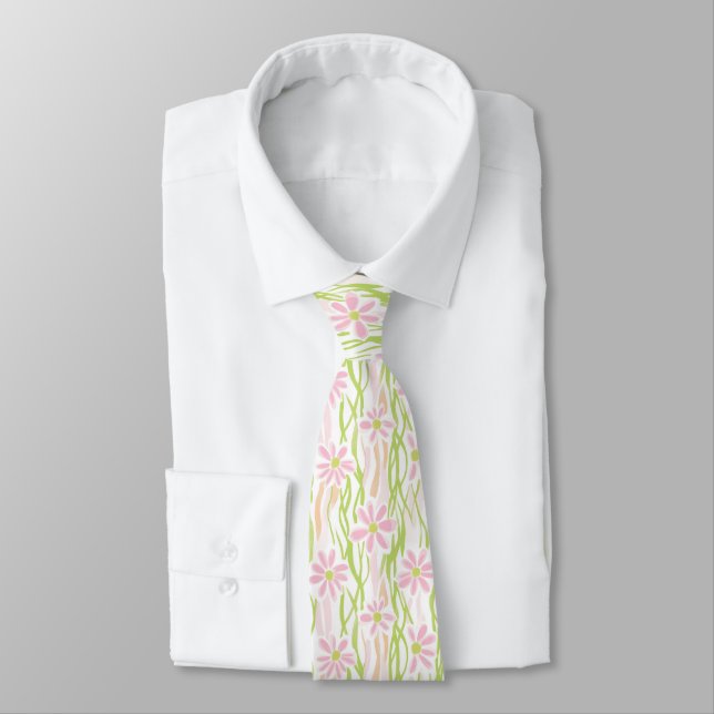 Cravate Fleur pastel rétro (8) (Attaché)