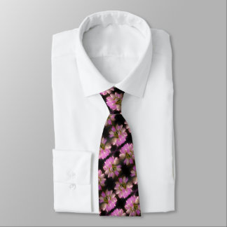 Cravate Fleur Rose Et Blanc Fermer Motif