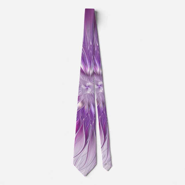Cravate Fleur Rose Violet Passion Abstraite Art Fractal (Devant)