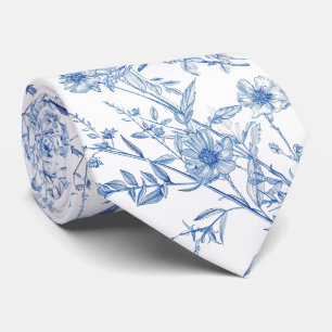 Cravate fleur sauvage bleu
