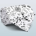 Cravate Fleur sauvage monochrome<br><div class="desc">Dessins modernes monochromes de fleurs en noir et blanc. Une cravate de coordination qui correspond à votre célébration.</div>